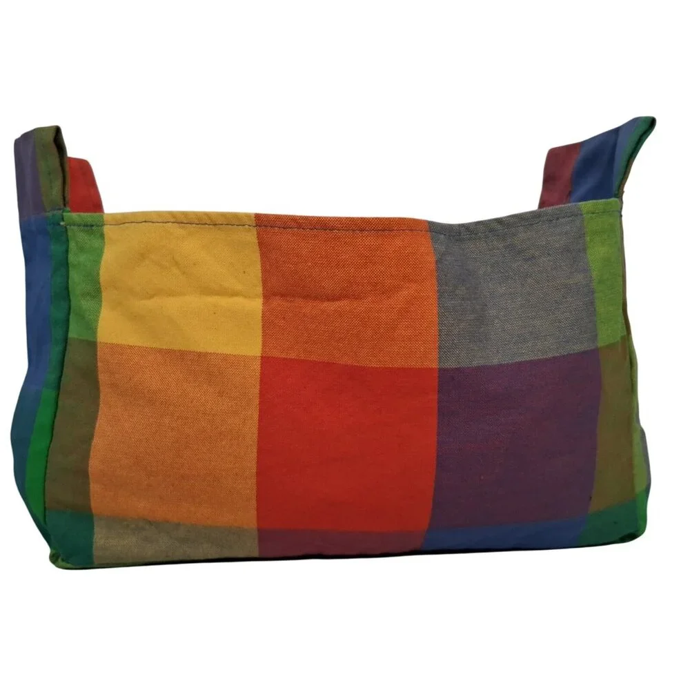 IKEA Replacement Hanging Bag Sack For Organizer Single Rainbow Plaid Canvas